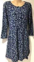 FAT FACE NINA BLUE PRINT BUTTONED TUNIC DRESS WITH POCKETS SIZE 12
