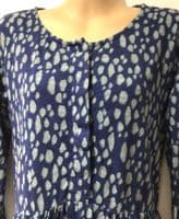 FAT FACE NINA BLUE PRINT BUTTONED TUNIC DRESS WITH POCKETS SIZE 12