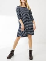 FAT FACE NINA NAVY STRIPE JERSEY BUTTON TUNIC DRESS SIZE 14