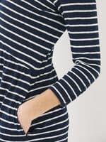 FAT FACE NINA NAVY STRIPE JERSEY BUTTON TUNIC DRESS SIZE 14