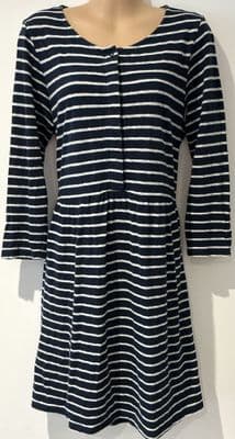 FAT FACE NINA NAVY STRIPE JERSEY BUTTON TUNIC DRESS SIZE 14