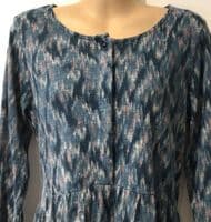 FAT FACE NINA TEAL JERSEY BUTTON TUNIC DRESS SIZE 10