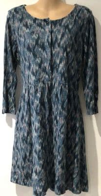 FAT FACE NINA TEAL JERSEY BUTTON TUNIC DRESS SIZE 12
