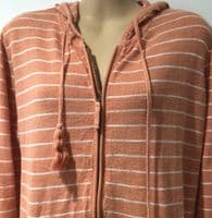 FAT FACE ORANGE STRIPE ZIP KNIT CARDIGAN HOODIE SIZE 12