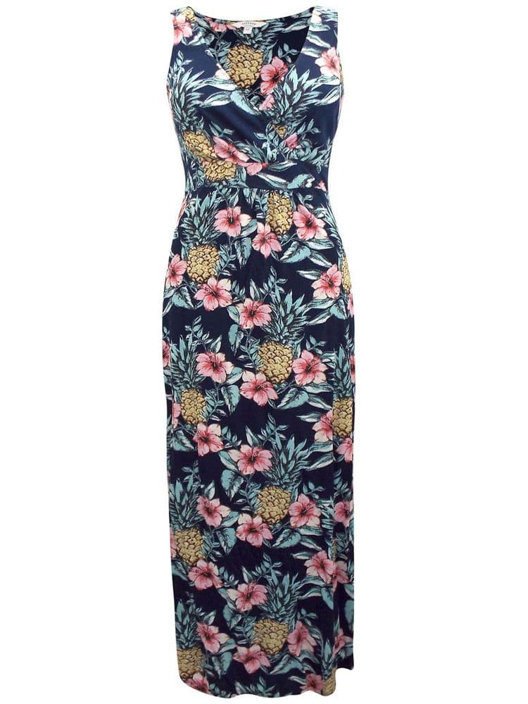 FAT FACE PINEAPPLE PRINT WRAP MAXI DRESS NEW SIZE 8
