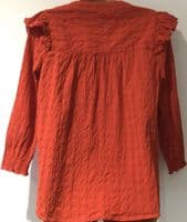 FAT FACE RED COTTON STRETCH TEXTURED SHIRT TOP SIZE 12