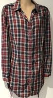 FAT FACE RED/NAVY COTTON CHECKED TUNIC SHIRT SIZE 12