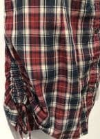 FAT FACE RED/NAVY COTTON CHECKED TUNIC SHIRT SIZE 12
