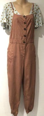 FAT FACE SALMON BUTTON DUNGAREES/JUMPSUIT SIZE 14