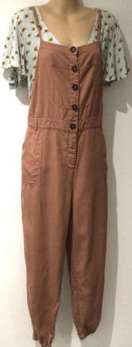FAT FACE SALMON BUTTON DUNGAREES/JUMPSUIT SIZE 14