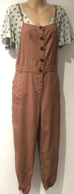 FAT FACE SALMON BUTTON DUNGAREES/JUMPSUIT SIZE 14