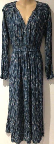 FAT FACE TEAL BUTTON MIDI DRESS SIZE 10