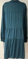 FAT FACE TURQUOISE DOBBY EMBROIDERED BUTTON SHIRT DRESS SIZE 22