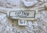 FAT FACE WHITE MODAL LACE HELENA BUTTON BLOUSE TOP NEW SIZES 12, 14 & 16