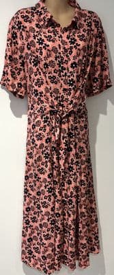 FINERY PEACH/NAVY FLORAL MIDAXI SHIRT DRESS SIZE 14/16