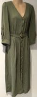 FRIENDS LIKE THESE KHAKI BUTTON SHIRT MIDI DRESS SIZE 14