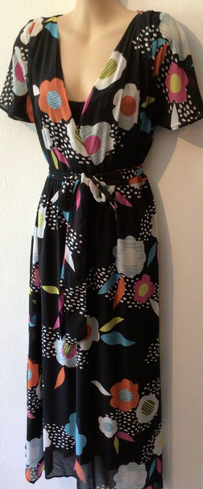 FRUGI BLACK CELESTE PRINTED NURSING MIDI DRESS BNWT SIZE 14