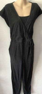 FRUGI BLOOM BLACK MATERNITY & NURSING JERSEY JUMPSUIT SIZE 14
