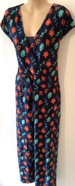 FRUGI BLOOM NAVY/RED FLORAL MATERNITY & NURSING JUMPSUIT SIZE 12