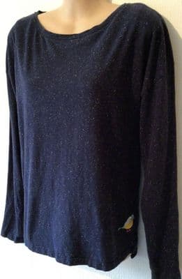 FRUGI BLOOM ORGANIC NAVY BIRD NURSING T-SHIRT SIZE 14