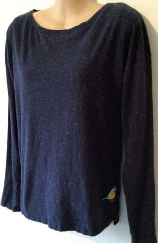 FRUGI BLOOM ORGANIC NAVY BIRD NURSING T-SHIRT TOP SIZE 12