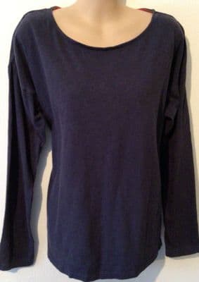 FRUGI BLOOM ORGANIC NAVY LONG SLEEVE NURSING T-SHIRT TOP SIZE 16