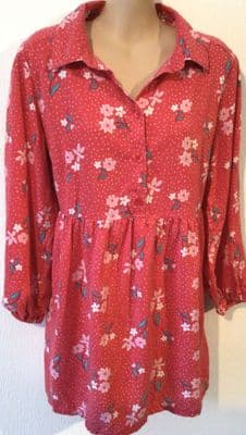 FRUGI BLOOM PINK FLORAL MATERNITY & NURSING SHIRT TOP SIZE 12