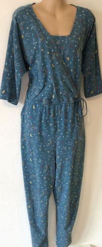 FRUGI BLOOM TEAL ASTROLOGY MATERNITY & NURSING JUMPSUIT NEW SIZE 18