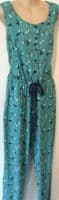 FRUGI BLOOM TEAL PEACOCK PRINT MATERNITY & NURSING JUMPSUIT SIZE M 12-14