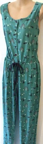 FRUGI BLOOM TEAL PEACOCK PRINT MATERNITY & NURSING JUMPSUIT SIZE M 12-14