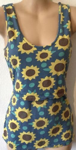 FRUGI BLUE SUNFLOWER PRINT NURSING VEST TOP SIZE 12