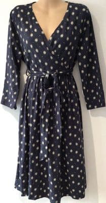 FRUGI NAVY FERN EIDER WRAP MATERNITY & NURSING DRESS BNWT SIZE L 14-16