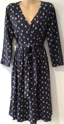 FRUGI NAVY FERN EIDER WRAP MATERNITY & NURSING DRESS BNWT SIZE L 14-16