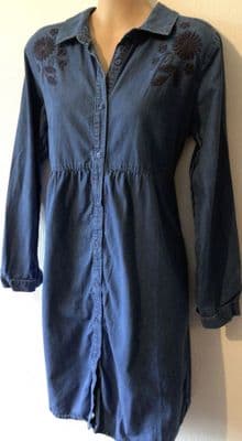 FRUGI ORGANIC COTTON MILA DENIM MATERNITY & NURSING SHIRT DRESS BNWT SIZE 14