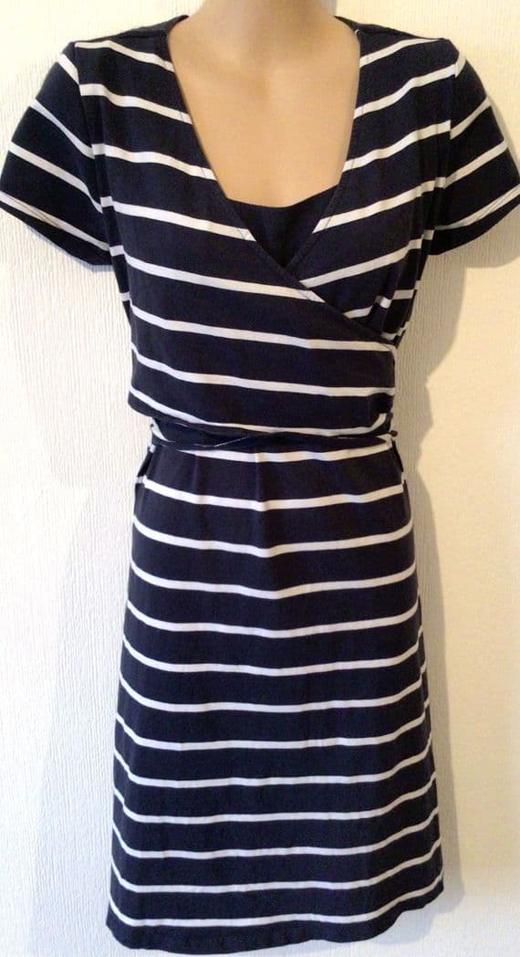 FRUGI ORGANIC COTTON NAVY STRIPE MATERNITY & NURSING DRESS 16