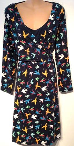 FRUGI ORGANIC COTTON RAINBOW BIRD MATERNITY & NURSING DRESS SIZE 10