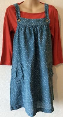 FRUGI ORGANIC COTTON TEAL PINAFORE MATERNITY/NURSING DUNGAREE DRESS BNWT SIZE 14