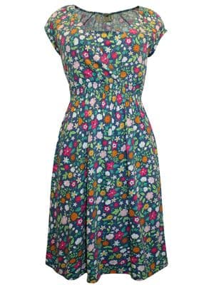 FRUGI ORGANIC FLORAL JERSEY MATERNITY & NURSING MIDI DRESS NEW SIZE 12