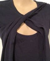 FRUGI ORGANIC NAVY WRAP NURSING T-SHIRT TOP SIZE L 14