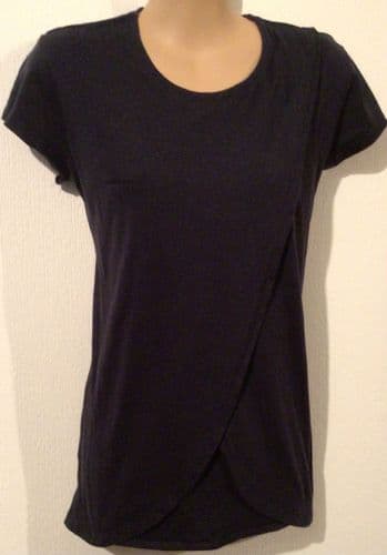 FRUGI ORGANIC NAVY WRAP NURSING T-SHIRT TOP SIZE L 14