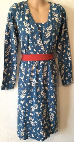 FRUGI ORGANIC TEAL BUTTERFLY MATERNITY/NURSING DRESS SIZE L 14-16