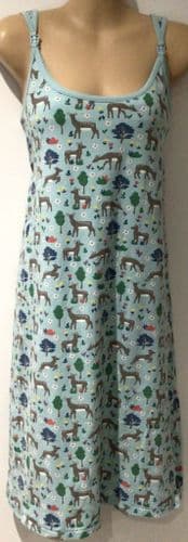 FRUGI ORGANIC TEAL DEER PRINT MATERNITY & NURSING NIGHTDRESS SIZE 8