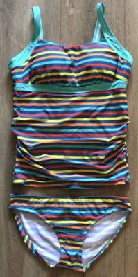 FRUGI TEAGAN TEAL STRIPE TANKINI SWIMSUIT SET BNWT SIZE 14