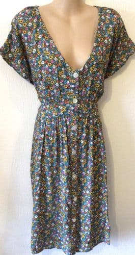 FRUGI TEAL FLORAL ORGANIC COTTON TUNIC NURSING DRESS SIZE 18