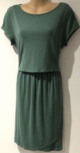GAP MATERNITY GREEN JERSEY SHORT SLEEVE NURSING DRESS M 12