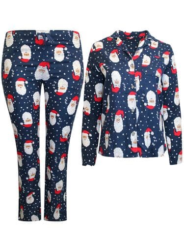 GAP OLD NAVY NAVY SANTA PRINT FLANNEL PYJAMA SET NEW SIZES 10-20