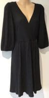 GEORGE BLACK RIBBED WRAP MIDI DRESS BNWT SIZE 14