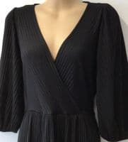GEORGE BLACK RIBBED WRAP MIDI DRESS BNWT SIZE 14