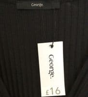 GEORGE BLACK RIBBED WRAP MIDI DRESS BNWT SIZE 14