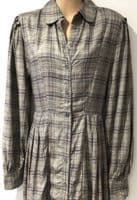 GEORGE GREY CHECKED BUTTON MAXI SHIRT DRESS NEW SIZES 8-16